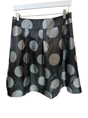 Black & Silver Polka Dot Formal Cocktail Gored Skirt Size 14